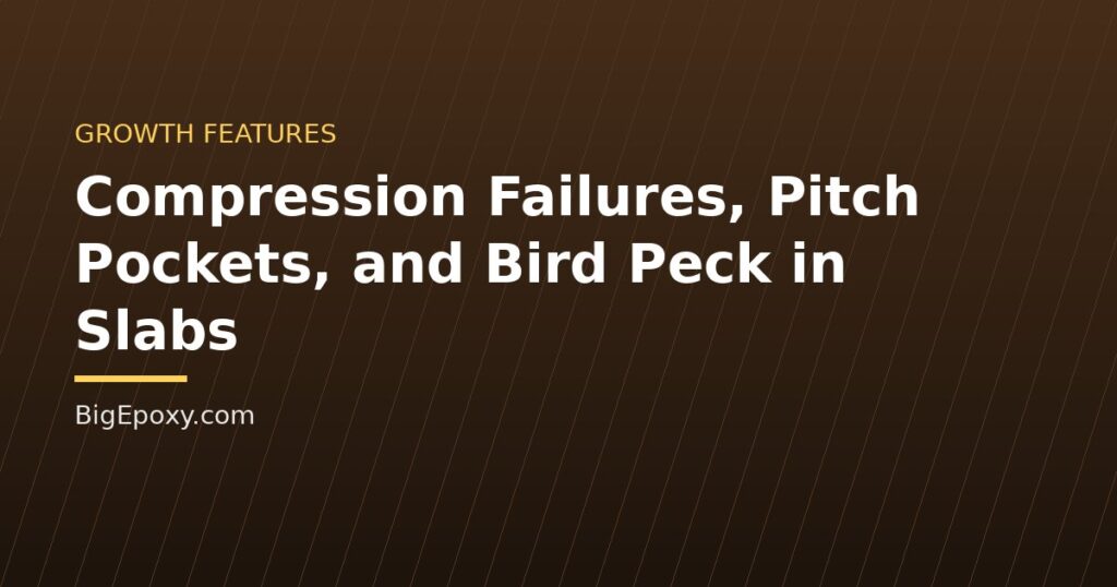 Compression Failures, Pitch Pockets, and Bird Peck in Slabs